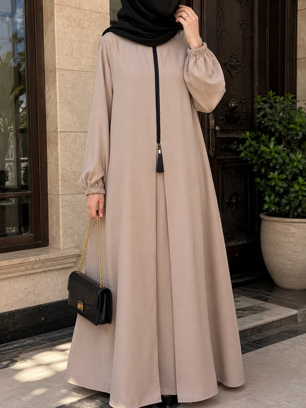 Beige Front-Detail Abaya