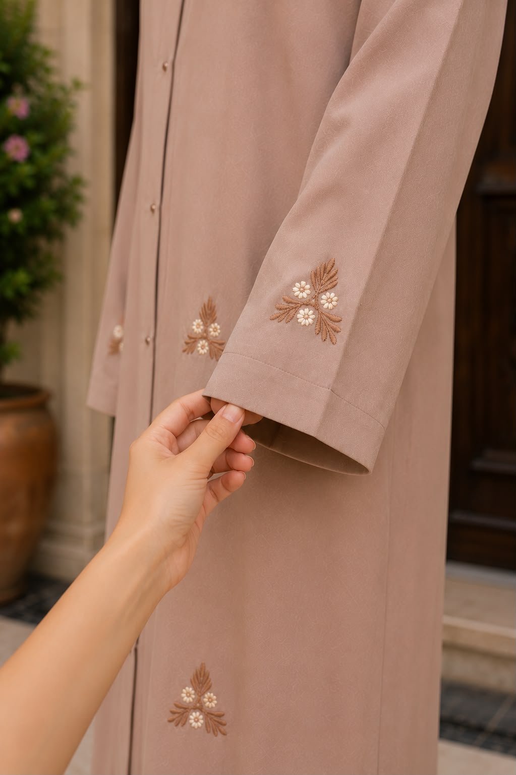 Elegant Floral Embroidered Abaya